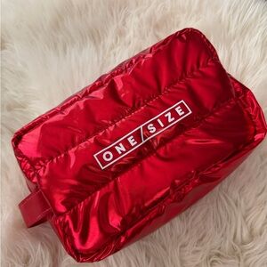 ONE/SIZE O/S Patrick Starr Red Shiny Puffer Cosmetic Pouch Bag FREE GIFT